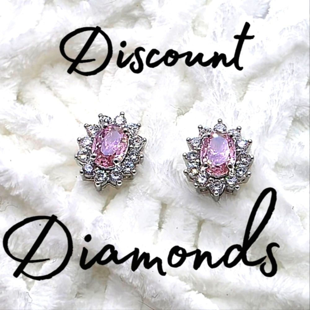 Pink Topaz surrounded by White Topaz on 925 Silver